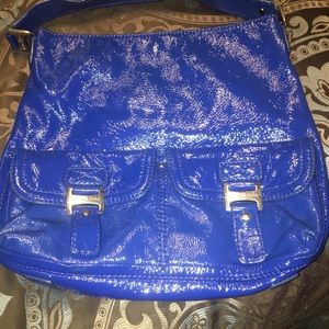 Michael Kors Patent Cobalt Hobo